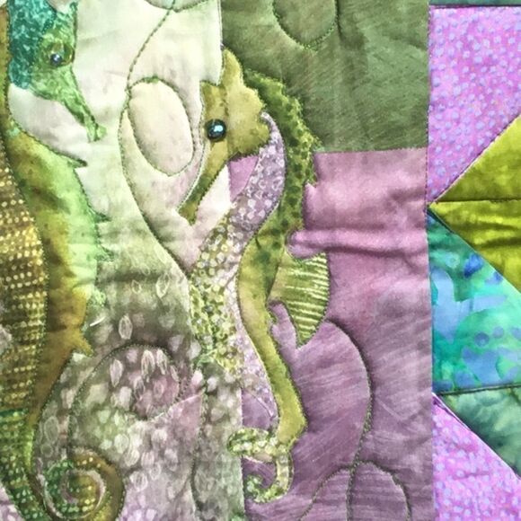 NWT. Hand Crafted Quilted Sea Horse Wall Hanging - Picture 3 of 8